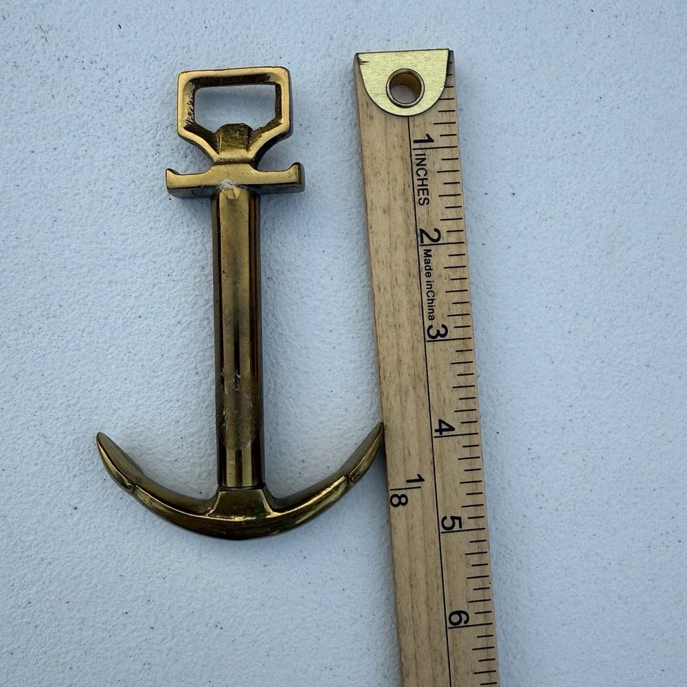Unpolished‎ Brass Bottle Opener/Cork Screw  Anchor Nautical Theme Barware Boat